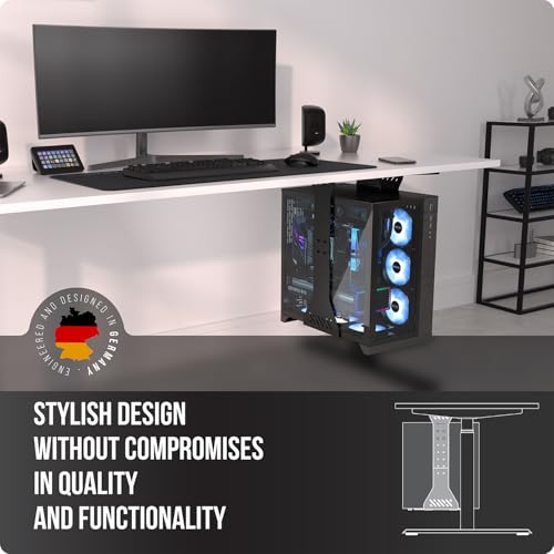 Heavy Duty Under Desk PC Holder – Up to 77 lbs Load Capacity - Adjustable Computer Tower Holder – CPU Holder Under Desk Mount - PC Holder Under Desk – Under Desk Computer Mount (Black) - color: Black