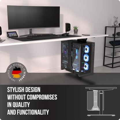 Heavy Duty Under Desk PC Holder – Up to 77 lbs Load Capacity - Adjustable Computer Tower Holder – CPU Holder Under Desk Mount - PC Holder Under Desk – Under Desk Computer Mount (Black) - color: Black