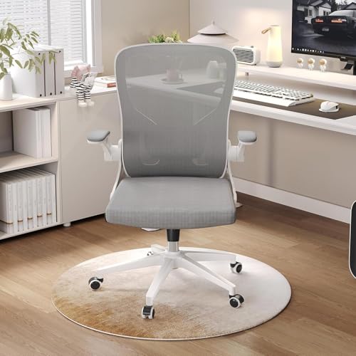 Ergonomic Office Desk Chair High Back Mesh Computer Chair Adjustable Chair | 360° Swivel Adjustable Lumbar Support & Flip-Up Armrests capacity 300 lbs capacity - color: 05grey