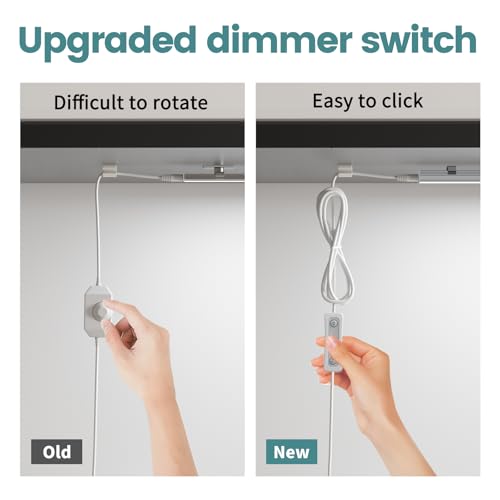 ASOKO Dimmable Under Cabinet Lighting for Kitchen - 6 Pcs 12 inches Linkable Counter Light Bars, Led Closet Light Daylight White 4500K,DC24V 1360Lumens,20W Led Shelf Lighting (ETL Plug) - color: Daylight White 4500K, size: Manual switch-6 pack
