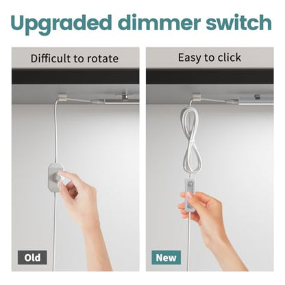 ASOKO Dimmable Under Cabinet Lighting for Kitchen - 6 Pcs 12 inches Linkable Counter Light Bars, Led Closet Light Daylight White 4500K,DC24V 1360Lumens,20W Led Shelf Lighting (ETL Plug) - color: Daylight White 4500K, size: Manual switch-6 pack