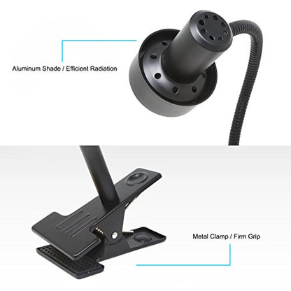 O’Bright Luxor - Dimmable LED Desk Lamp with Gooseneck (Black-Clip on) - color: Black-Clip on