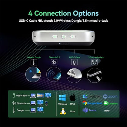 4K Conference Room Camera System, AI Auto-Tracking 4K PTZ Camera 3x Optical Zoom 92° Wide-Angle and Bluetooth Speakerphone 16.4FT Voice Pickup for Conferencing Worship Church Education Medical - color: Grey