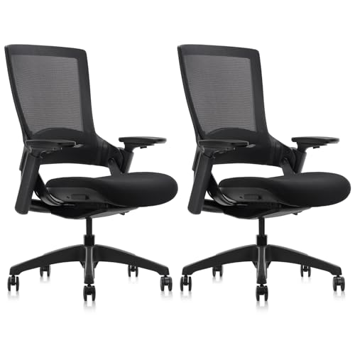 CLATINA Mesk Ergonomic Office Chair with Adjustable Depth Seat Height 3D Arm Rest and Lumbar Support, Swivel Executive Computer Task Chair for Home Office Conference Room, Black, 2 Pack - color: Black-mesh, size: 2 pack-No headrest