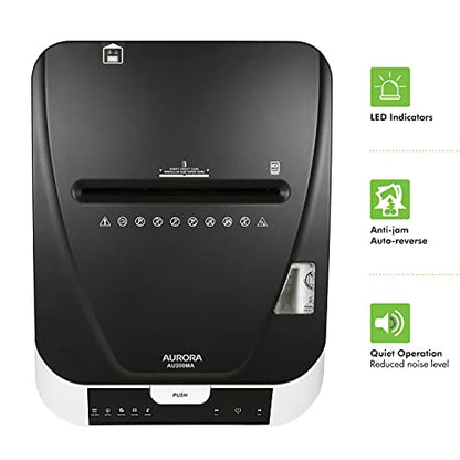 Aurora Commercial Grade 200-Sheet Auto Feed High Security Micro-Cut Paper Shredder/ 60 Minutes/Security Level P-5 - style: 200-Sheet AutoFeed MicroCut