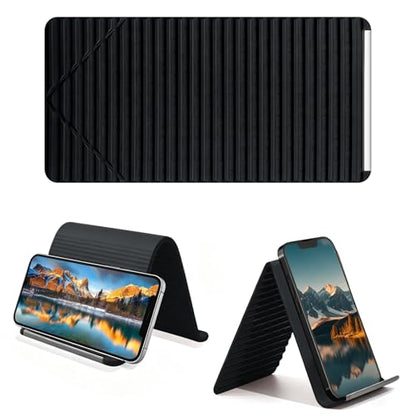 Foldable Silicone Aluminum Holder, Flexible Silicone Phone Stand with Anti-Slip Pad, Portable Rollable Multi-Angle Stand for Phone Tablet Laptop – Bendable & Foldable Home, Office, Travel (1, Black) - color: Black-light