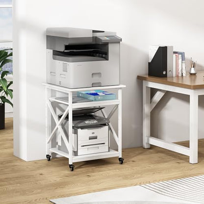 Fannova 3D Printer Stand 23.6"x23.6" with Height Adjustable Storage Shelf - color: White