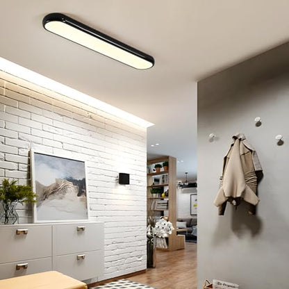 Qcyuui Modern LED Ceiling Light,Dimmable Semi Flush Mount Ceiling Light,39.4 in Long Ceiling Light Fixture,Kitchen Lighting Fixtures Ceiling for Office Bedroom Hallway(Black/48W/3000-6500K) - color: Black/Dimm/48W/39.4IN/3000-6500K, size: 39.4in