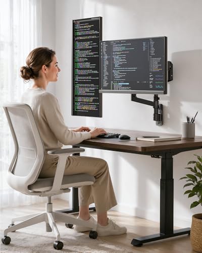 Dual Wall Mount Monitor Arm for 17-49" Ultrawide Screens | Heavy Duty Wall Mount Stand Holds up to 44 LBS - size: Dual