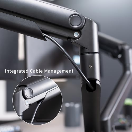 VIVO Heavy Duty Dual Ultra-Wide Monitor Desk Mount, Mechanical Spring Height Adjustable Stand for 2 Ultrawide Screens up to 45 inches, 44 lbs Capacity per Arm, Black, STAND-V200D