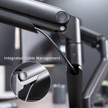 VIVO Heavy Duty Dual Ultra-Wide Monitor Desk Mount, Mechanical Spring Height Adjustable Stand for 2 Ultrawide Screens up to 45 inches, 44 lbs Capacity per Arm, Black, STAND-V200D