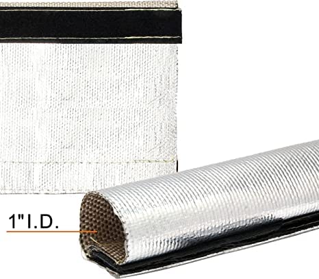 Heat Shield Sleeve Fuel Line Wire Sleeve for Ultimate Heat Protection, 1" I.D. x 10FT with 10PCS Stainless Steel(304) Cable Ties - Silver - color: Silver, size: 1ID*10FT