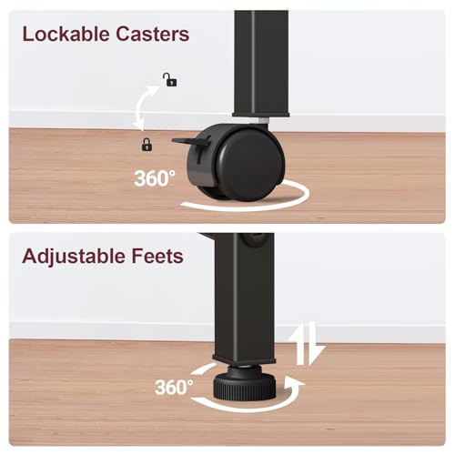 Large Printer Stand with Wheels, 3 Tier Printer Table for Home Office, Rolling Printer Cart with Adjustable Storage Shelf for Shredder Scanner Fax (Black) - color: Black
