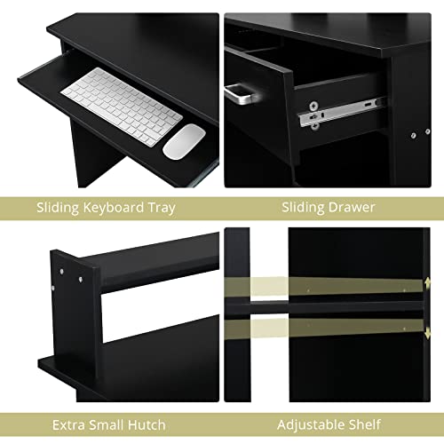Karl home Computer Desk Study Writing Desk, Black - color: Black, size: with Keyboard 1