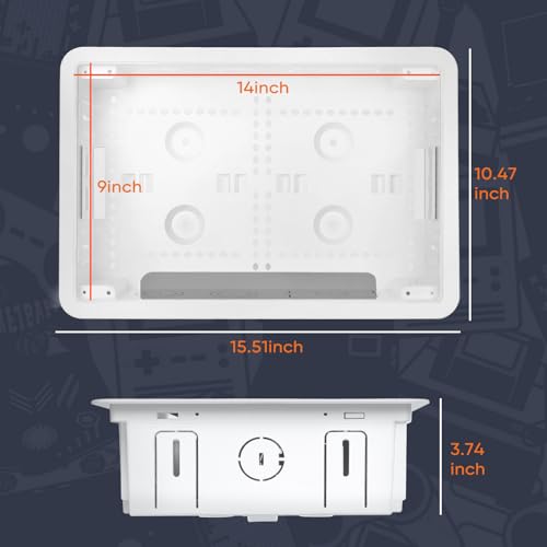 9" in-Wall TV Media Box, Recessed Cable Management Enclosure Fit for Apple & Roku & Fire TV, Seamless Structured Wiring Storage, Clutter-Free Wall Mount AV Solution