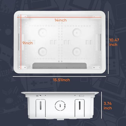 9" in-Wall TV Media Box, Recessed Cable Management Enclosure Fit for Apple & Roku & Fire TV, Seamless Structured Wiring Storage, Clutter-Free Wall Mount AV Solution
