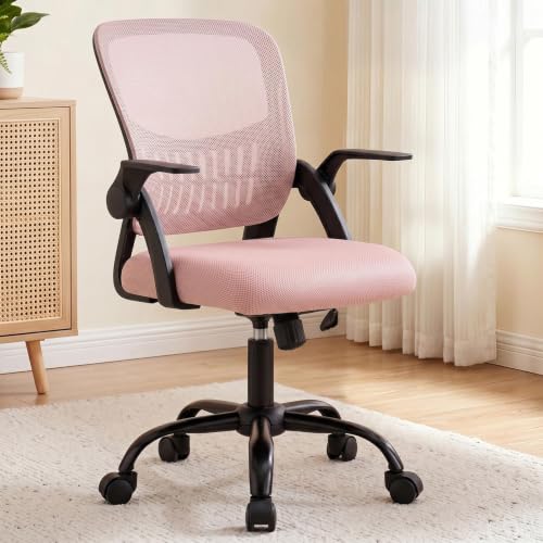 DUMOS Office Chair, Ergonomic Home Desk Chair, Ergonomic Lumbar Support - color: Pink Flip Arm