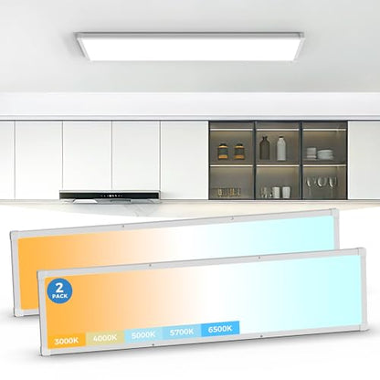 1x4 LED Flat Panel Light Surface Mount 2 Pack,5CCT Selectable,White - color: White