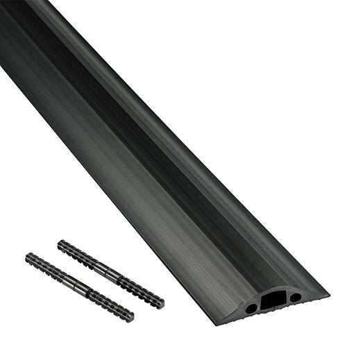 D-Line 6ft Floor Cord Cover, Made in USA Linkable Cable Protector, Hide Extension Cords, Protect Cords, Prevent Cable Trips, Cord Hider, Heavy Duty - Cord Cavity = 0.56" (W) x 0.35" (H) - Black - size: 6FT
