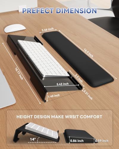 Laborio Computer Keyboard Wrist Rest, Keyboard Riser Stand for Desktop - color: Black
