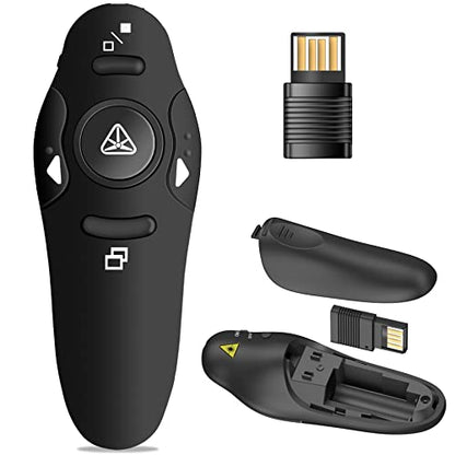 Presentation Clicker Wireless Presenter Remote USB Control PPT Clicker | Clicker for Powerpoint Presentations RF 2.4GHz Presenter Remote Google Slide Advancer Clicker for Computer/Laptop/Mac/Keynote - color: A-Red