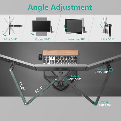 WALI Triple Monitor Stand, Free Standing for 13-27 inch Screens,up to 22lbs | 3 monitor stand for desk, Adjustable, Full Motion with Tilt, Swivel, Rotation, C-Clamp & Grommet Base, VESA 75/100mm (MF003) - size: Triple, style: Free-Standing