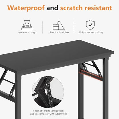DlandHome 31.5 Inch Small Folding Computer Desk for Home Office, Black - color: Black + Black, size: 31.5 Inches
