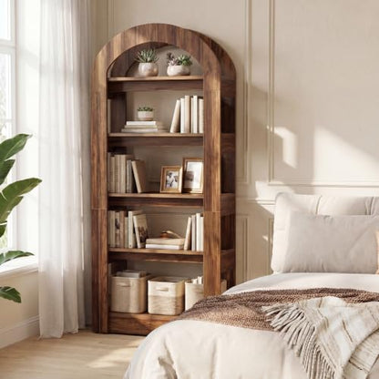 LITTLE TREE 5-Tier Arch-Shaped Bookshelf (2, Brown) - color: Brown, size: 2