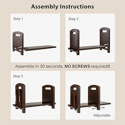 Adjustable Desktop Bookshelf - Sturdy Desk Bookshelf and Book Organizer - No Tools Required to Assemble This Desktop Bookcase, Perfect Tabletop Book Shelf for Office, Study Room - color: Brown