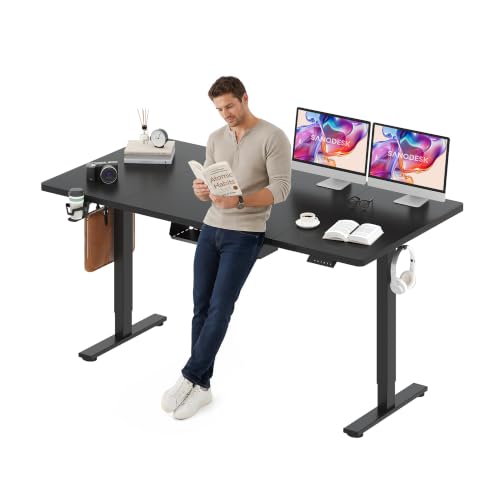 SANODESK 71x32'' Large Electric Computer Height Adjustable Standing Desk - color: Black Frame+black Top, size: 71x32"