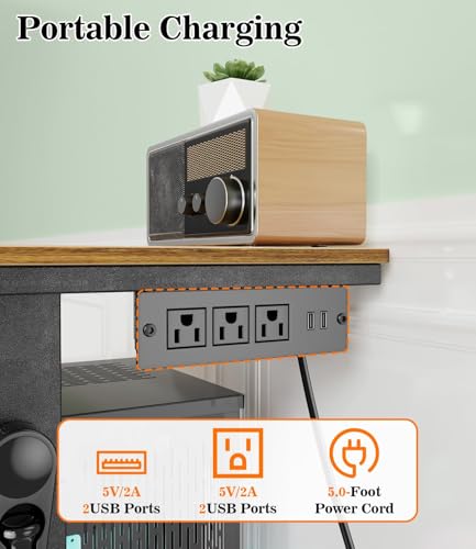 Computer Tower Stand with Charging Station & USB Ports