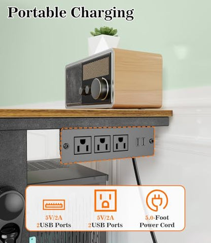 Computer Tower Stand with Charging Station & USB Ports