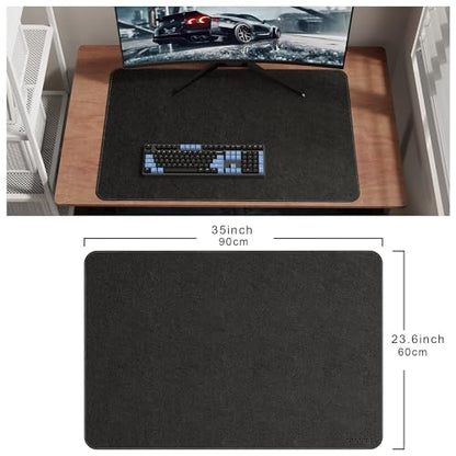 CENNBIE 35.5" x 23.6" Leather Desk Mat,Computer Mouse Pad (Black) - color: Black, size: 35.5" x 23.6"