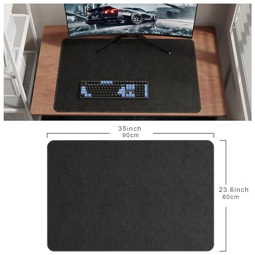 CENNBIE 35.5" x 23.6" Leather Desk Mat,Computer Mouse Pad (Black) - color: Black, size: 35.5" x 23.6"