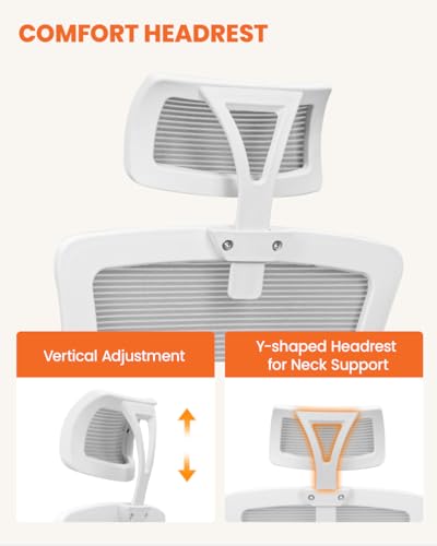 NEO CHAIR Office Chair with Adjustable Ergonomic Lumbar Headrest, Beige - color: Beige, size: With Headrest