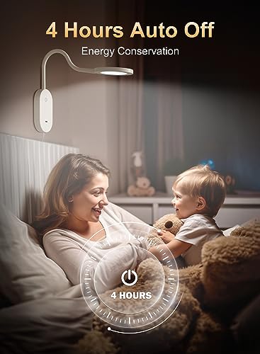 deeloop Wall Mounted Reading Light,Book Lights with USB Output, Reading Lamps for Bed Headboard in 4 Hours Auto-Off, Touch Control Wall Lamp with 5 Dimmable Flexible Head Rotation Bedside Lamps White - color: White