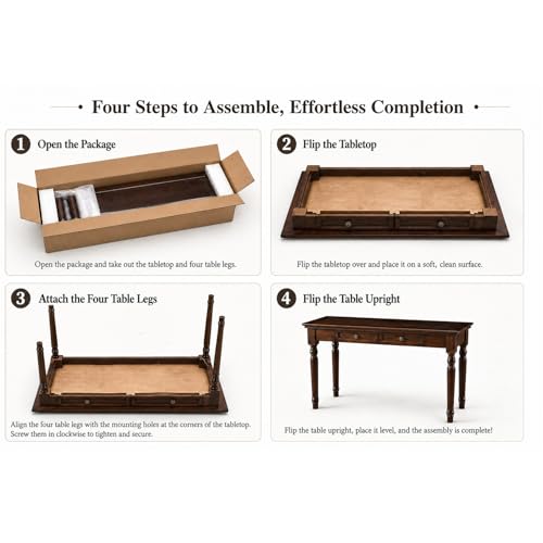 47" Narrow Solid Wood Writing Desk with Drawers, White - color: White, size: Narrow-47 inches