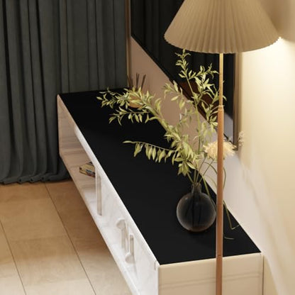 Faux Leather Table Cover,1.8mm Thick,12x78 Inch Desk Cover,Dresser Cover Top,Dresser Protector Top,Dresser Cover,End Table Cover.(Black+Black,12x78) - color: Black+black, size: 12" × 78"