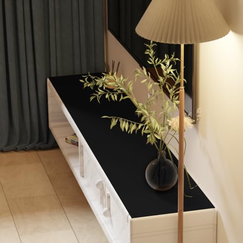 Faux Leather Table Cover,1.8mm Thick,12x84 Inch Desk Cover,Dresser Cover Top,Dresser Protector Top,Dresser Cover,End Table Cover.(Black+Black,12x84) - color: Black+black, size: 12" × 84"