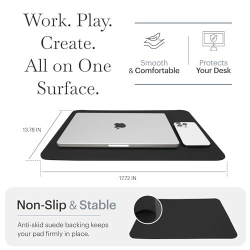 Rikan Desk Blotter Keeps Your Workspace Organized & Stylish - Luxury Blotter Desk Pad with Vegan Leather for Elegance - Perfect Laptop Pad Protects Your Desk, Enhances Style & Productivity - Black - color: Black, size: 17 IN x 13 IN