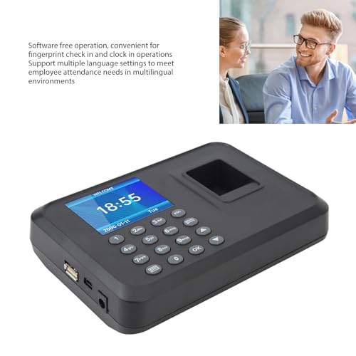 Fingerprint Attendance Machine,Fingerprint Verification Recorder,Support MultiLanguage,US Plug,100-240V Software for Factory