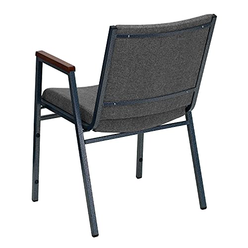 Flash Furniture HERCULES Series Heavy Duty Gray Fabric Stack Chair with Arms and Ganging Bracket - color: Gray Fabric, size: Set of 1