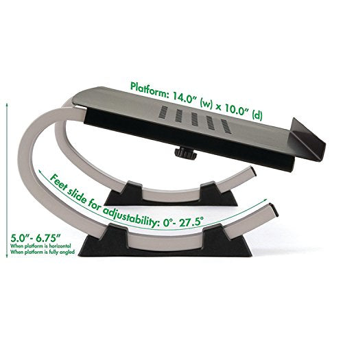 Allsop Redmond Adjustable Laptop Stand, Vented Curved Sturdy Metal Ergonomic Riser, Black (ASP30498) - style: Laptop Stand