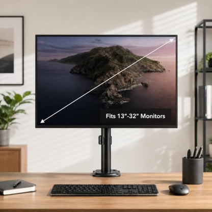 Mount-It! Single Monitor Desk Mount, Full Motion Arm, Fits 17-32" Screens | Full motion arm adjusts tilt, swivel & rotate, VESA compatible, clamp & grommet base. - color: Black