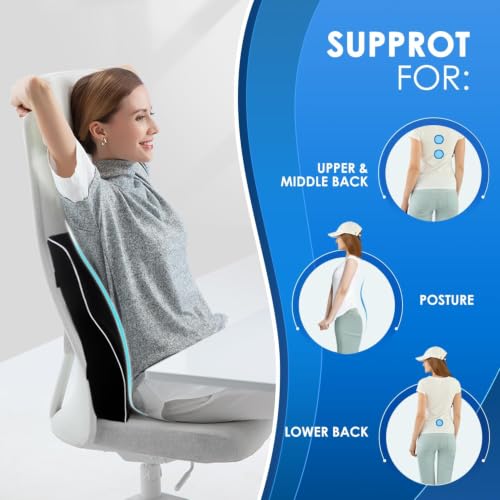 Gel Lumbar Support Pillow for Office Chair Car Gaming Chair Lower Back Pain Relief Back Support, Cooling Memory Foam Cushion for not stand the heat, 3D Mesh Cover Ergonomic Orthopedic Back Rest - size: Full Back Gel-17'*16'*5'