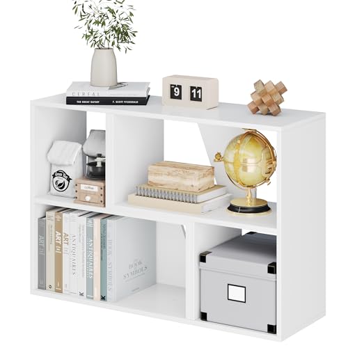 MapleGrace 6 Cube Storage Organizer, Wooden Storage Shelves Bookcase with Back Panels, Stackable Display Bookshelf for Living Room, Bedroom, Study, Hallway, White - color: White