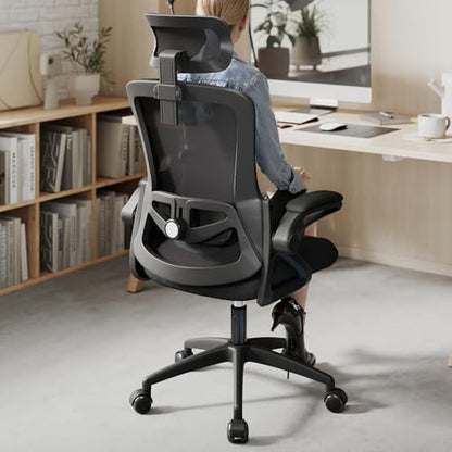 Ergonomic Office Chair Desk Chair with Adjustable Lumbar Support - color: Black-black