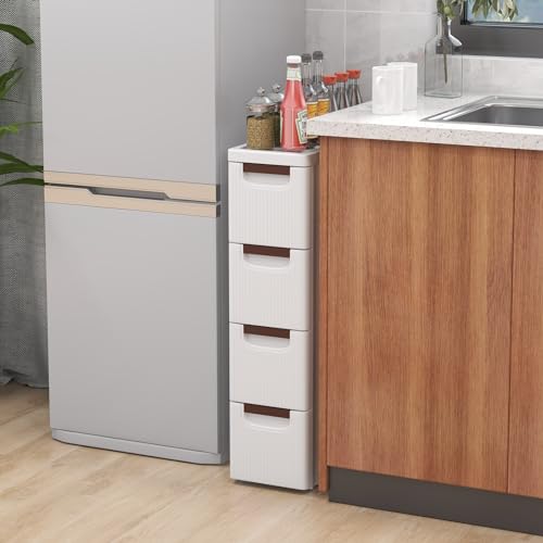 LOKO 4-Drawer Narrow Storage Cabinet, Slim Rolling Cart (7.5"x16.5"x29.5") - size: 7.5"x16.5"x29.5" (4 Drawer)