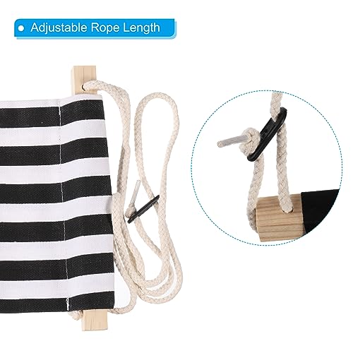 PATIKIL Foot Hammock Under Desk, Adjustable Foot Rest Sling with Hooks Portable Desk Footrest for Airplane Travel Home Office, Black White Style 1 - color: Black