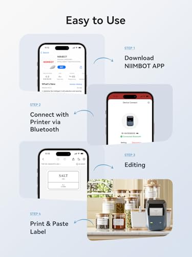 NIIMBOT B1 Label Maker Machine with Tape, 2Inch Thermal Label Printer, Blue - color: Blue, style: 1 Printer+1 Roll Label